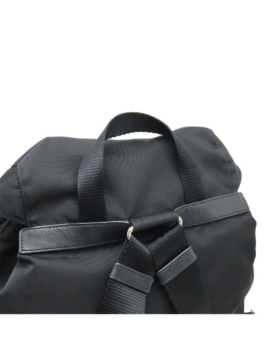 Prada Triangle Logo Backpack Nylon Leather Nero Black Silver main image 7